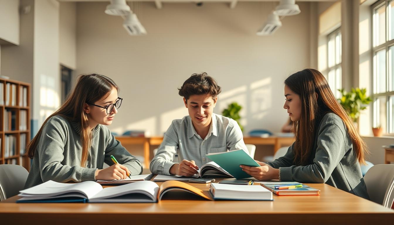 Student preparing for exams with study materials